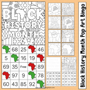 Preview of Black History Month Bingo Cards Game Pop Art Coloring Pages Activities Project
