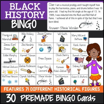 I Know Bingo Games Teacher Classroom VersionHome School USA Black History Bingo 