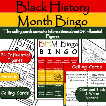 Preview of Black History Month Bingo with Calling Cards: Celebrating 24 Influential Figures