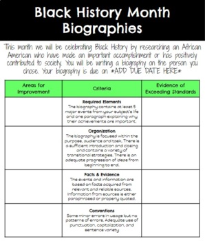 Preview of Black History Month Biographies *EDITABLE*