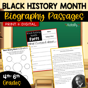 Preview of Black History Month Biographies & Reading Activities 4th & 5th Grade