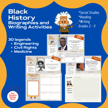 Preview of Black History Month Biographies & Activities Elementary Grades (Civil Rights +)