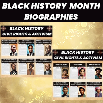 Preview of Black History Month Biographies for Influential Black Americans in History