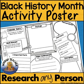 Preview of Black History Month Biography Research Template Project Activity Poster