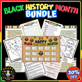 Preview of Black History Month Biography Bulletin Board, Banners, Activities & Games BUNDLE