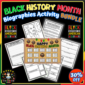 Preview of Black History Month Biography Bulletin Board, Banners & MLK Activities BUNDLE