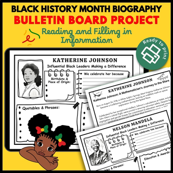 Preview of Black History Month Biography Bulletin Board Project: Posters & Activities