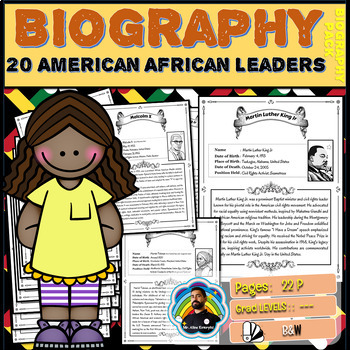 Preview of Black History Month Biography Collection: 20 American African Leaders