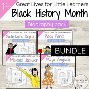 Preview of Black History Month Biography Pack BUNDLE | 1st Grade