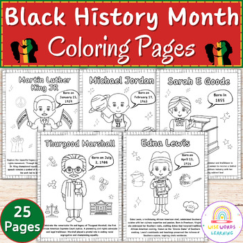 Preview of Black History Month Biography Pages,Black History Month Figures Coloring Sheets