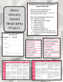 Preview of Black History Month Biography Project simplified