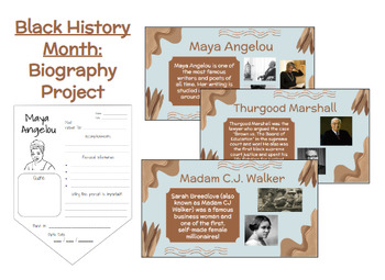 Preview of Black History Month Biography Project- Google Slides & Biography Flags Included!