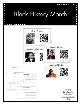Preview of Black History Month Biography Project - No prep, oral rubric included