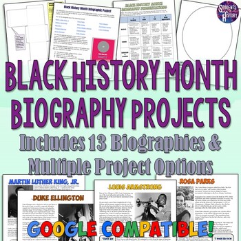 Preview of Black History Month Biography Projects with Readings