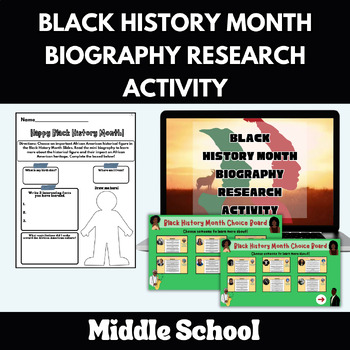 Preview of Black History Month Biography Research Reading Passages Middle School