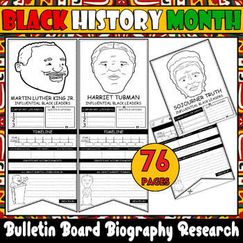 Preview of Black History Month Biography Research Reports Templates Pennant Bulletin Board