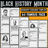 Black History Month Biography Research Template, 60 Famous