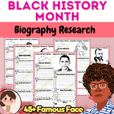 Black History Month Biography Research Template, Famous Fa