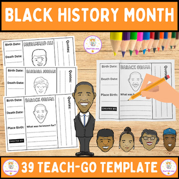 Black History Month Biography Research Template Project | BHM Writing ...