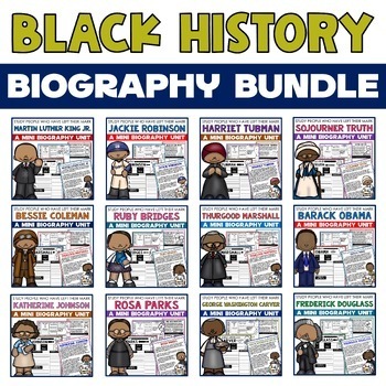 Preview of Black History Month Biography Unit Lesson Activities Bundle