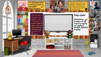 Preview of Black History Month Bitmoji Classroom Template w/activity Distance Learning