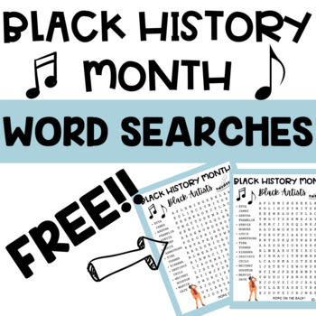 Preview of Black History Month - Black Artists and Musicians - FREE Word-searches