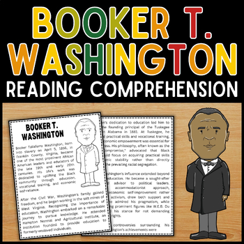 Preview of Black History Month Booker T. Washington Reading Comprehension Passage | BHM