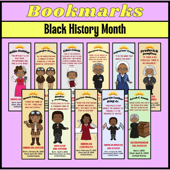 Preview of Black History Month Bookmarks | 25 Famous People & Their Inspiring Quotes
