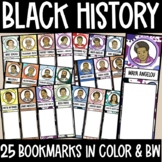 Printable bookmarks to color- Black History Month Bookmarks