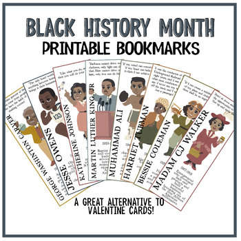 Preview of Black History Month Bookmarks | African American Printable Bookmark | Valentines