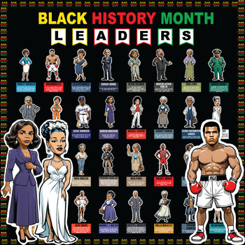 Preview of Black History Month Bulletin Board | 32 African American Famous Leaders