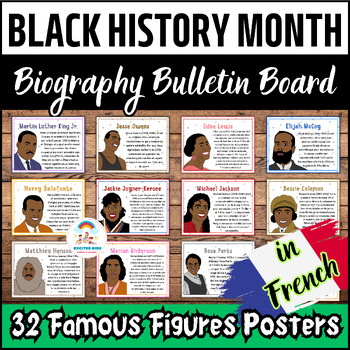 Preview of Black History Month Bulletin Board: 32 Famous Figures African American in French