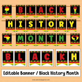 Preview of Black History Month Bulletin Board Banner Bunting Door Decorations Pennant Decor