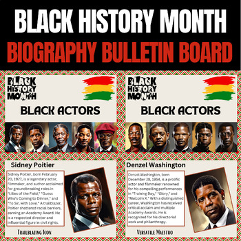 Preview of Black History Month Bulletin Board Black Actors | Films Television Movies Cinema