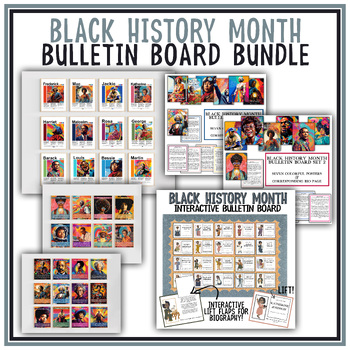 Preview of Black History Month Bulletin Board Bundle | February Interactive Poster Sets