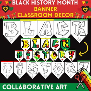 Preview of Black History Month Bulletin Board Collaborative Art Classroom Decor,Banner