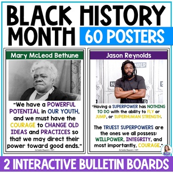 Preview of Black History Month Bulletin Board - Interactive Posters & Biographies - Decor