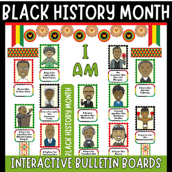 Preview of Black History Month Bulletin Board - Interactive - SEL- African American Leaders