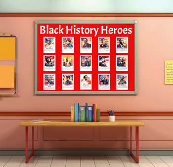 Preview of Black History Month Bulletin Board Posters: 15 African-American Heroes Biography