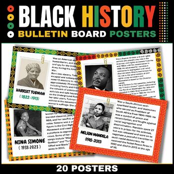 Preview of Black History Month Bulletin Board Posters | 20 black history month people