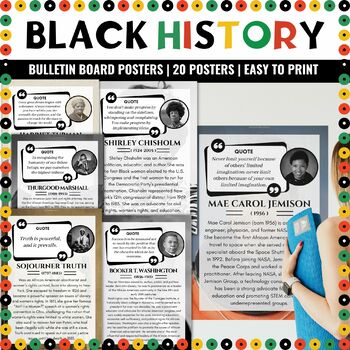 Preview of Black History Month Bulletin Board Posters | Quotes and Biographie