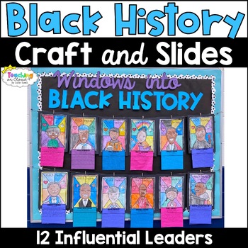 Preview of Black History Craft Project Bulletin Board and Black History Month Google Slides