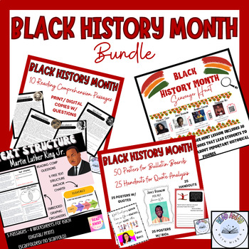 Preview of Black History Month Bundle - Bulletin Board - Scavenger Hunt - Reading Passages