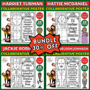 Preview of Black History Month Bundle: Collaborative Coloring Posters - Harriet Tubman, ...
