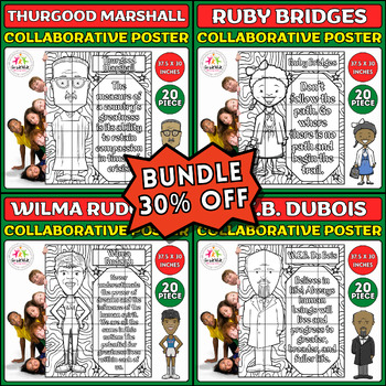 Preview of Black History Month Bundle: Collaborative Coloring Posters for Thurgood Marshall