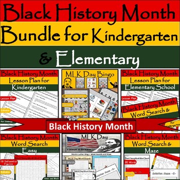 Preview of Black History Month Bundle: Elementary Lesson Plan,Activities,Games,Puzzles/ BHM