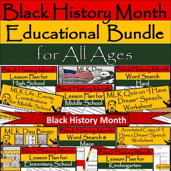 Preview of Black History Month Bundle:Lesson Plans,Activities,Puzzle for Elementary to high