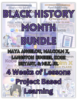 Preview of Black History Month Bundle - Malcolm X, Maya Angelou, Langston Hughes, & Kobe!