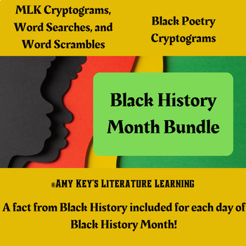 Preview of Black History Month Bundle Poetry Cryptograms Word Puzzles Events in Black Hist.
