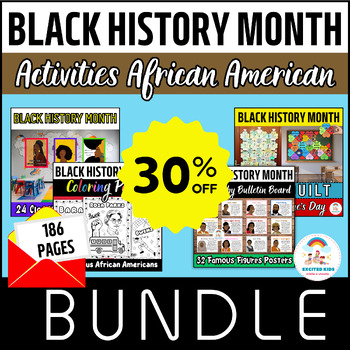 Preview of Black History Month Bundle - Posters & Coloring Pages & Quilt Activities Pack